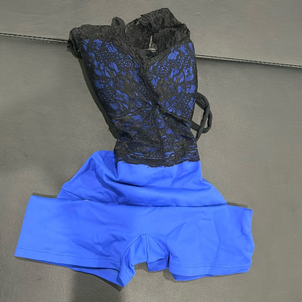 Company five extra small unitard ladies xs blue black w lace